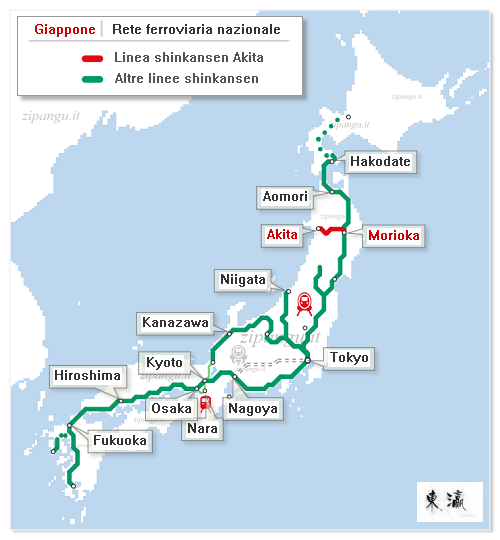 Giappone: Linea Akita-Shinkansen; mappa