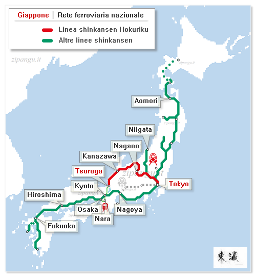 Giappone: Linea Hokuriku-Shinkansen; mappa