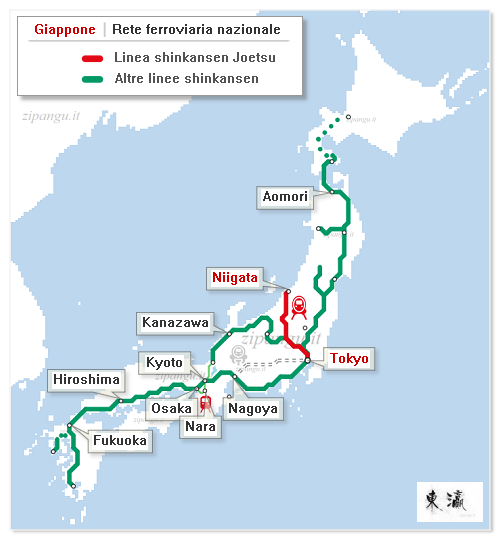 Giappone: Linea Joetsu-Shinkansen; mappa