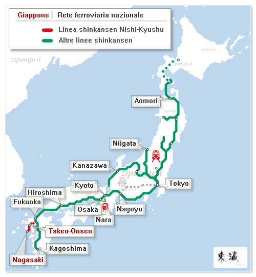 Giappone: Linea Nishi-Kyushu-Shinkansen; mappa