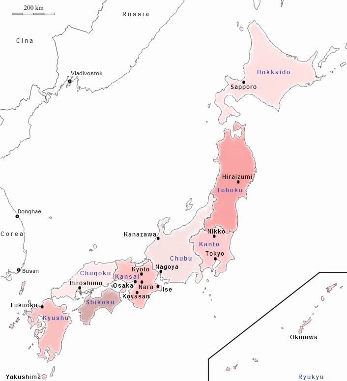 Mappa del Giappone: destinazioni turistiche