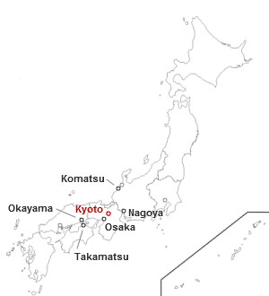 Aeroporti vicini a Kyoto: localizzazione degli scali di Osaka, Komatsu, Nagoya, Takamatsu, Okayama