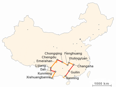 Itinerario nel sud della Cina (Yunnan, Sichuan, Hunan)