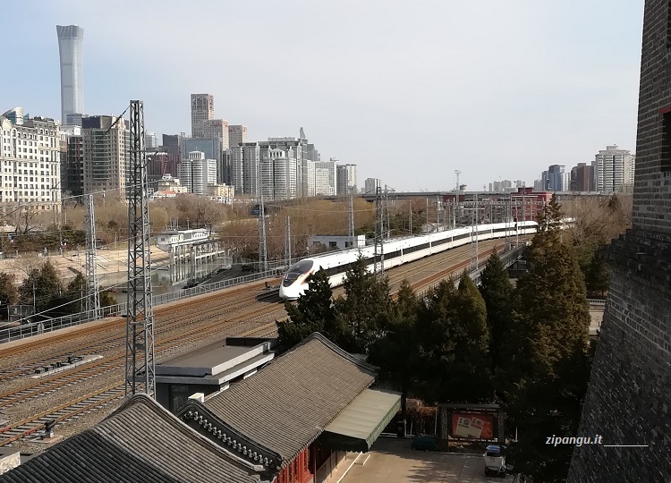 Viaggiare in treno in Cina: un treno ad alta velocità a Pechino