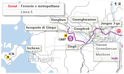 Seoul: Linea 5 della metropolitana; accesso dall'Aeroporto di Gimpo
