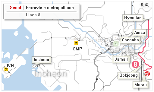 Seoul: Mappa della Linea 8 della metropolitana