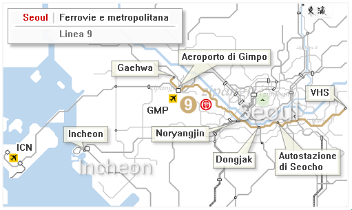Seoul: Linea 9 della metropolitana; accesso dall'Aeroporto di Gimpo
