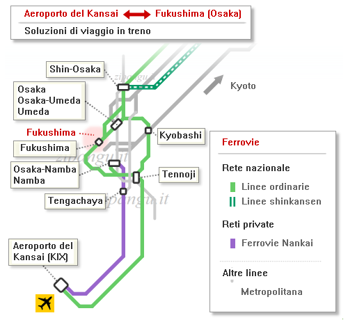 Come andare dall'Aeroporto del Kansai (KIX) a Fukushima (Osaka): soluzioni di viaggio in treno
