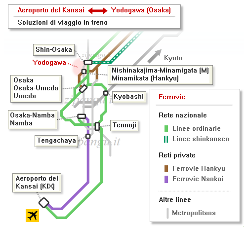 Come andare dall'Aeroporto del Kansai (KIX) a Yodogawa (Osaka): soluzioni di viaggio in treno