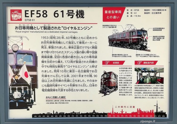 Saitama, Museo Ferroviario: locomotore di Classe EF impiegato per il traino del treno imperiale