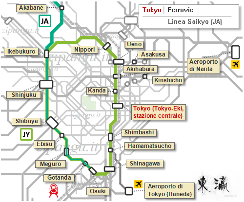 Tokyo: mappa schematica della Linea Saikyo