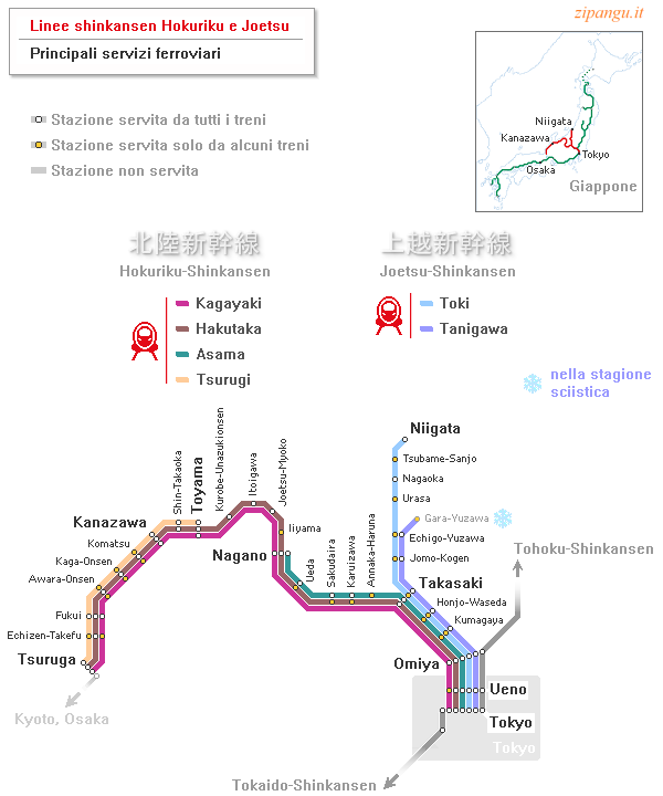 Giappone: linee shinkansen Hokuriku e Joetsu